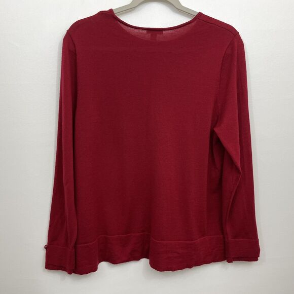 J Jill Merino Wool Sweater Large Washable Long Sleeve Button Trim Cuffs - Picture 4 of 7